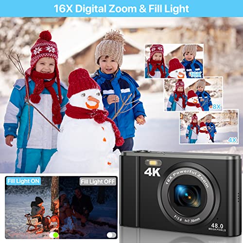 Digital-Camera-4K-48MP-Vlogging-Camera-Compact-Pocket-Camera-with-16X-Zoom-32GB-SD-Card-Point-and-Shoot-Camera-for-Adult-Seniors-Students-Kids-BeginnerBlack