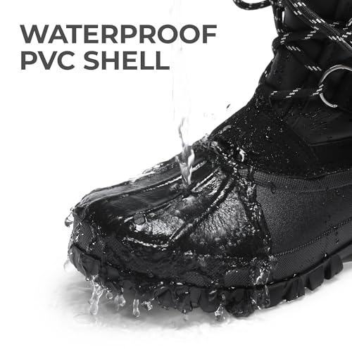 DREAM PAIRS Womens Winter Snow Duck Boots,Waterproof Mid Calf Anti-slip Stability Lace Up Faux Fur Lining Warm Cozy Boots Outdoor Supportive Insole,Size 8,Black,DWUMSB2520