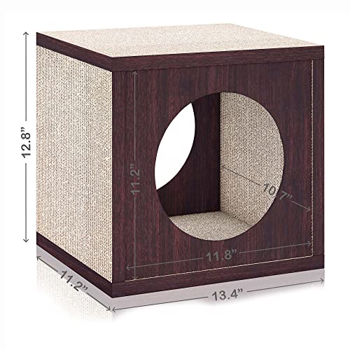 Image of Way Basics 13.4 W x 12.6 H Cat Scratcher Cube Scratching Post, Espresso (Tool-Free Assembly and Uniquely Crafted from Sustainable Non Toxic zBoard Paperboard)
