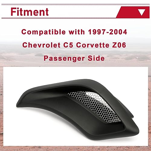 HECASA RH Rear Brake Duct Scoop Vent Compatible with 1997-2004 Chevrolet C5 Corvette Z06 Passenger Side Replacement for 10322762