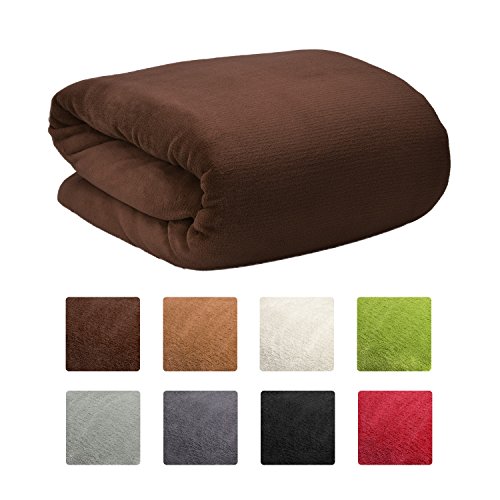 Beautissu Manta de sofá y Cama Aurelia - Suave y cálida 130x150cm Microfibra Forro Polar Coral ÖKO-Tex Marrón Oscuro