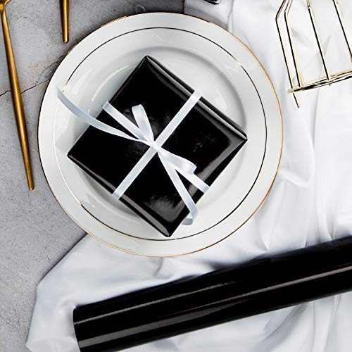 Image of RUSPEPA Black Metallic Wrapping Paper - Solid Color Paper Perfect for Wedding, Birthday, Christmas, Baby Shower - 17.5 Inches X 32.8 Feet