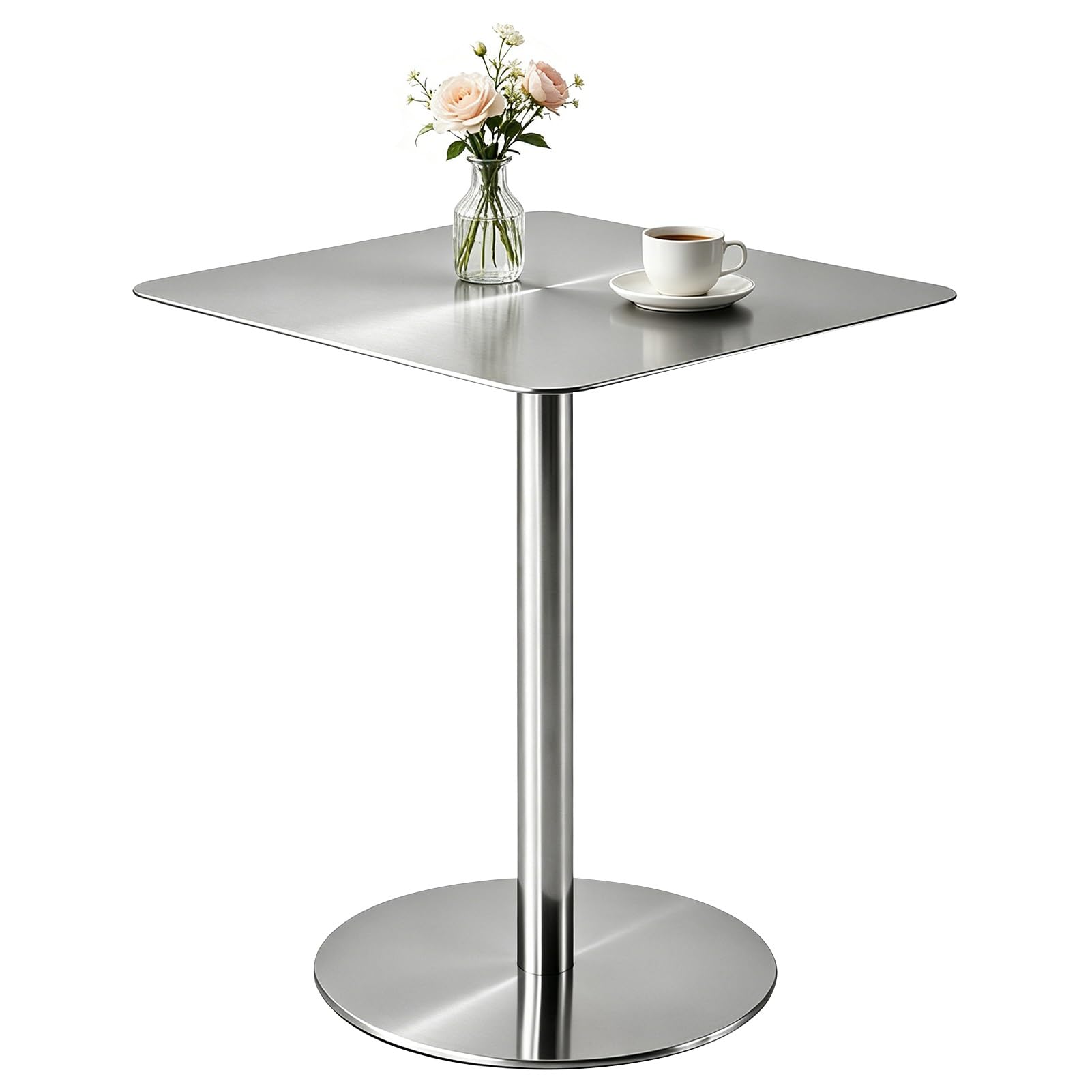 Table de cocktail carrée en acier inoxydable Drsyffsup au design épuré