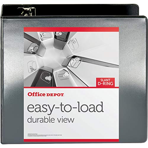 Office Depot - Binder - Heavy-Duty Easy-To-Load Slant D-Ring View Binder - Lckg D-Ring View Binder 5" Black #TOP2