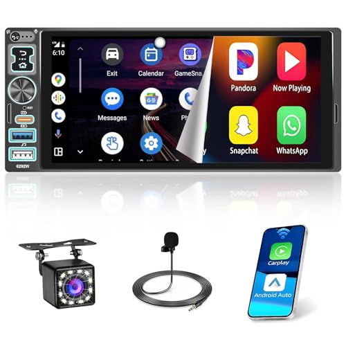 Autoradio da 1 DIN con Touchscreen da 6,8 Pollici: l'autoradio con touchscreen IPS ad alta risoluzione da 6,8 Pollici (1280 * 600) offre immagini nitide. Retroilluminazione a pulsante multicolore personalizzabile per un ambiente personalizzato in auto. Dotato di doppia porta USB e porta di tipo C per la ricarica rapida, il trasferimento dei dati e la riproduzione multimediale