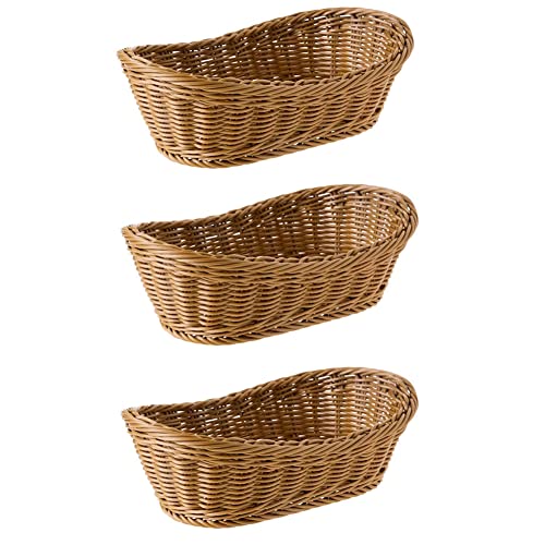 Trjgtas Lot de 3 corbeilles à ovales en osier tressé - 25,5 cm - Pour aliments, fruits, cosmétiques, table et salle de bain