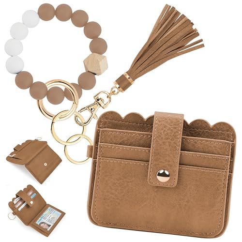 Image of Wristlet Wallet for Women with Keychain - RFID Card Holder Small Wallet Wristlet with Key Ring