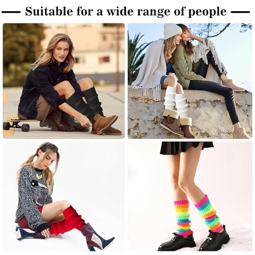 Image of 80s White Leg Warmers for Women - Winter Long Leg Warmers, 80s Outfit