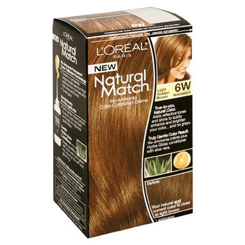 L'Oreal Natural Match No-Ammonia Color-Calibrated Creme, Light Golden Brown, 6W Warmer - 1 ea, Pack of 3