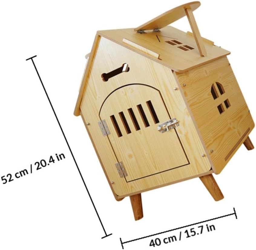 NUOBESTY Wooden Pet Shelter and Nest Medium Size Outdoor Indoor Wooden Kennel with Raised Floor for Puppies and Small Dogs Garden Shelter