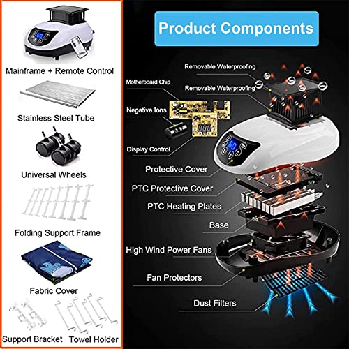 Verwarmde wasdroger, 1500W elektrische wasdroger voor binnen, droger met grote capaciteit van 20 kg, 240 minuten looptijd, oververhittingsbeveiliging, voor binnen en buiten - Image 6