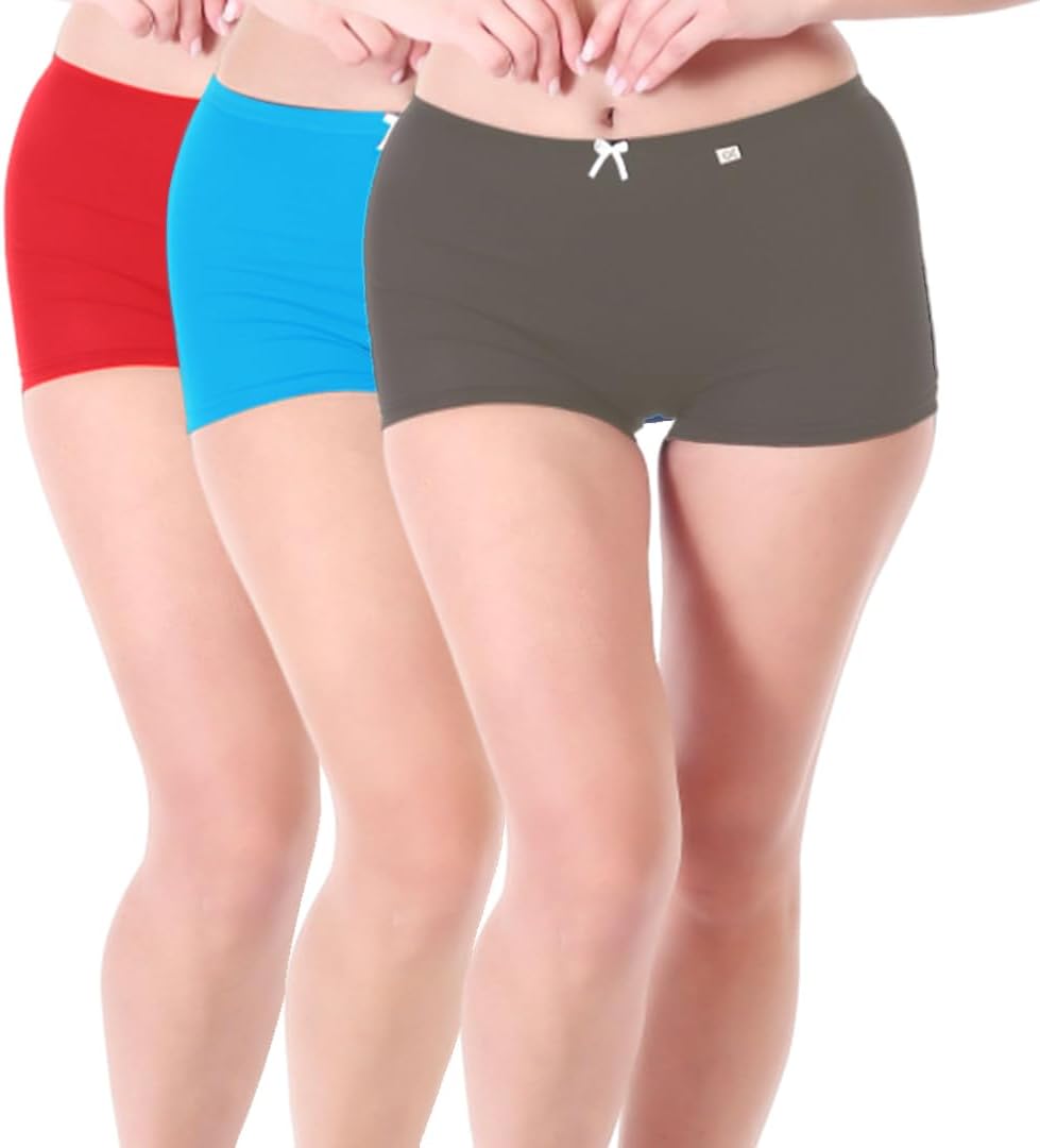XJARVISLADYBAY Women's High Coverage Combed Cotton Stretch Boy Shorts Mid Waist Seamless Brief Boxer Underwear Moisture Wicking Innerwear Super Soft & Breathable