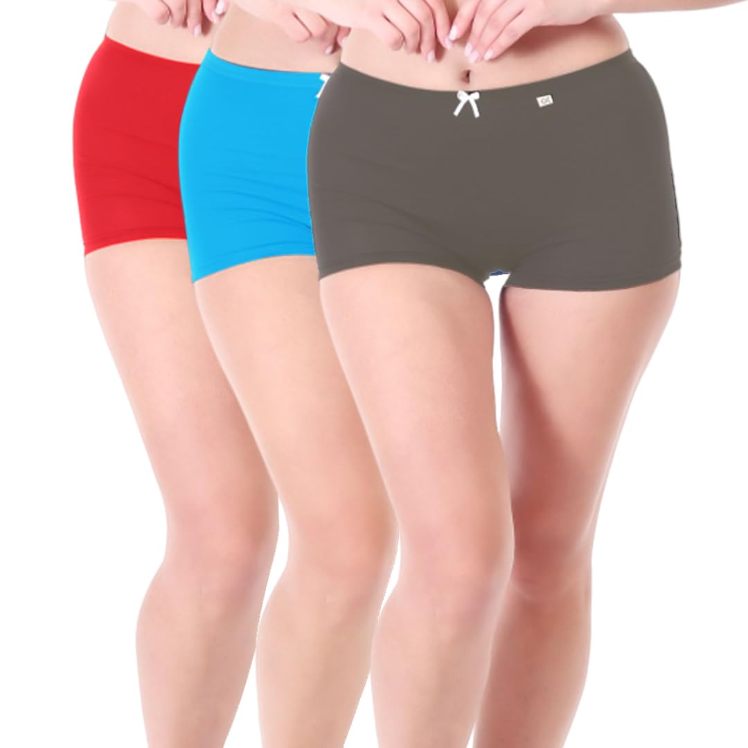 XJARVISLADYBAY Women's High Coverage Combed Cotton Stretch Boy Shorts Mid Waist Seamless Brief Boxer Underwear Moisture Wicking Innerwear Super Soft & Breathable