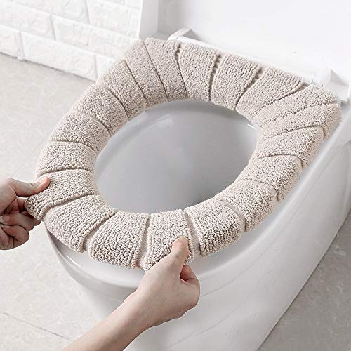 Lovesole 便座カバー 厚手 トイレカバー トイレ用品 ソフト ふわふわ トマット便器マット 伸縮性 抗菌 防臭 洗える U型便座 O型便座 V型便座 通用型 トイレシートカバー (ベージュ)