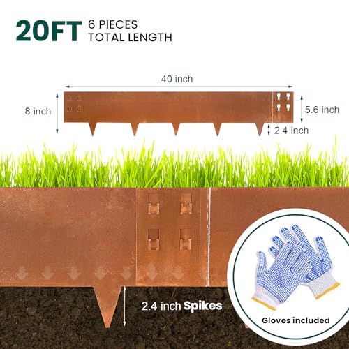 Gzgneevl GZG075 Corten Steel Edging Steel Landscape Edging Garden Bed Metal Border Edge Rusted Rustic Patina 40 Inch Strips 8 Inch Depth thumb #1