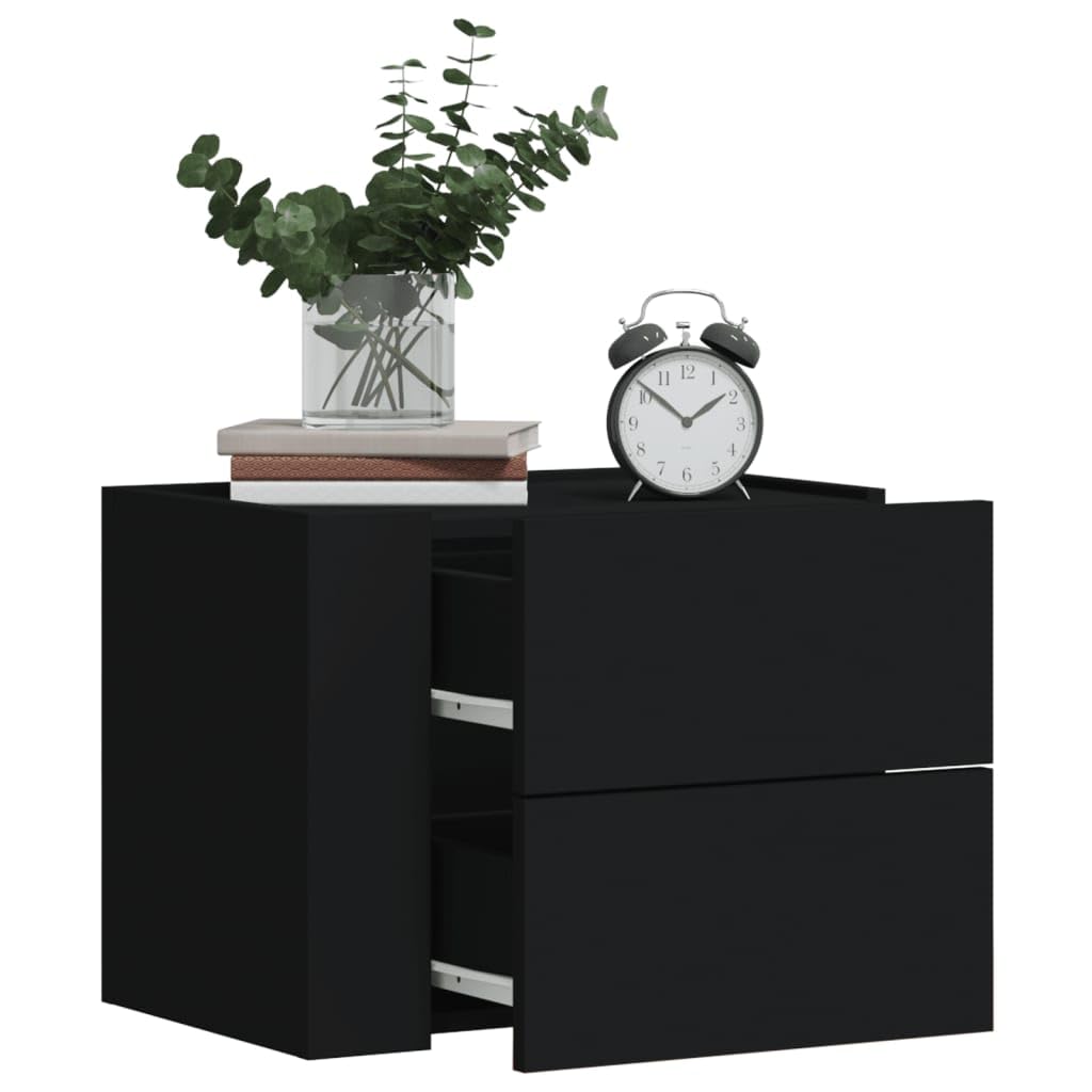 Tables de chevet murales pour une chambre épurée et moderne, lot de 2 noirs