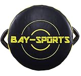 BAY® UFO RUND 45 x 45 x 20 cm - SEHR STABIL- schwarz/gelb Leder PU Schlagpolster, Schlagkissen, Pratze Pratzen Bodyshield Kickboxen Thaiboxen Muay Thai