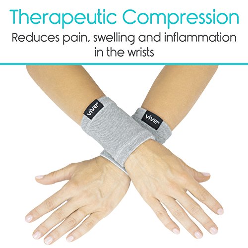 Vive Wrist Compression Sleeves for Women & Men (Pair) - Elastic Support Wristband for Pain Relief & Circulation - Wrist Support for Carpal Tunnel, Arthritis, Tendonitis - Great for Sports Injury