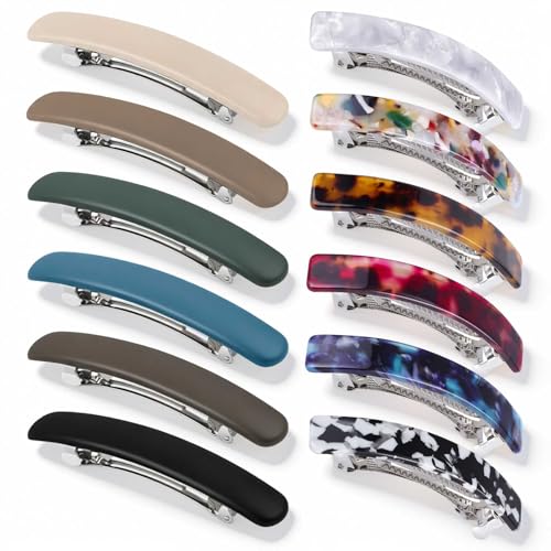 12 Pcs Hair Barrettes for Women, French Flat Hair Clips