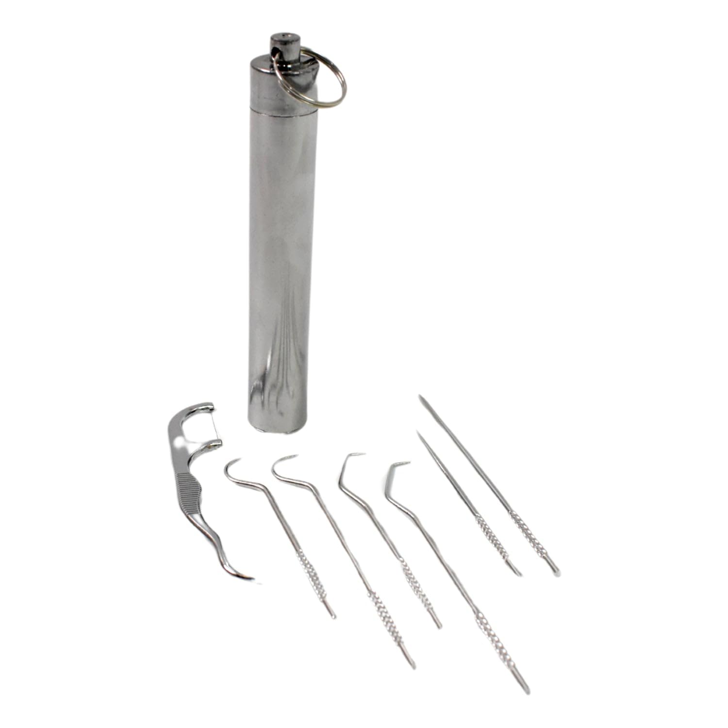 Garth 7-in-1 Stainless Steel Toothpick Flossier Set Complete Oral Care Kit with Case for Teeth Cleaning, Flossing, and Gum Care-picture-27