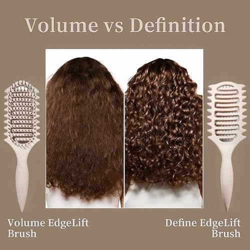 Image of Combelle Curl Defining Brush - 24 cm Vented Detangling & Volumizing Hair Brush for Curly Hair - Vegan Boar Bristles, Ergonomic Handle, Reduces Frizz & Defines Curls (Beige)