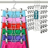 ZOBER 3-Pack 6-Tier Skirt Hangers with Clips - Pants Hangers with Clips Space Saving, Closet Organization, Swivel Hooks, College Dorm Essentials, Skirt Hangers for Women, Jeans Organizer for Closet