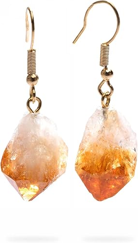 AYANA - Aretes de cristal curativo de citrino para mujer, aretes de cristal real con ajustes chapados en oro, chakra sacro, ayuda a aumentar la disponible en Yaxa Colombia