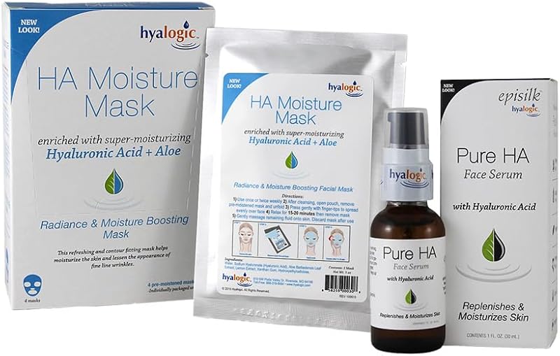 Pure Hyaluronic Acid Serum & HA Moisture Mask Bundle, 1oz | Complete Hydration Duo for Face & Skin Fragrance-Free Serum with Moisturizing Mask