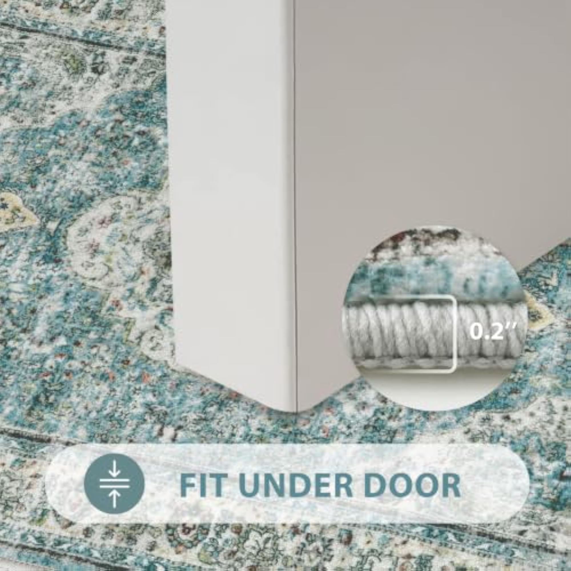 Distressed Farmhouse Boho Blue Bath Mat Runner