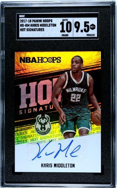 Khris Middleton signed 2017-18 Panini Hoops Hot Signatures Rookie 