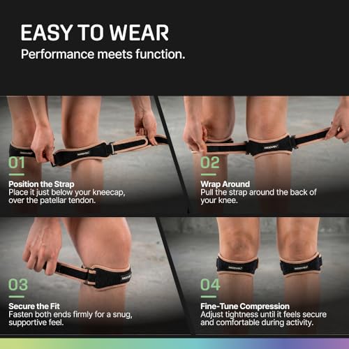 Image of Modvel Knee Strap Patella Tendon Support Brace Band, One Size, 2-Pack | Adjustable patellar tendon support strap reduces pressure on the patella; works as a knee strap, patella band and brace