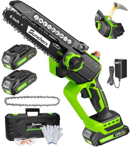Mini Chainsaw Cordless 6" Electric Chainsaw, Two Battery Powered Chain Saw