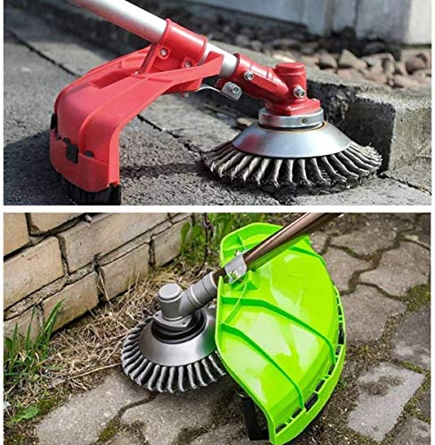 NewSoul 8" Wire Brush Trimmer Head Steel Weed Grass Trimmer Blade Head with Lawnmower Blade Adapter for Rust Removal Paving Stone Pavement Joints or Driveway - Thumbnail 7
