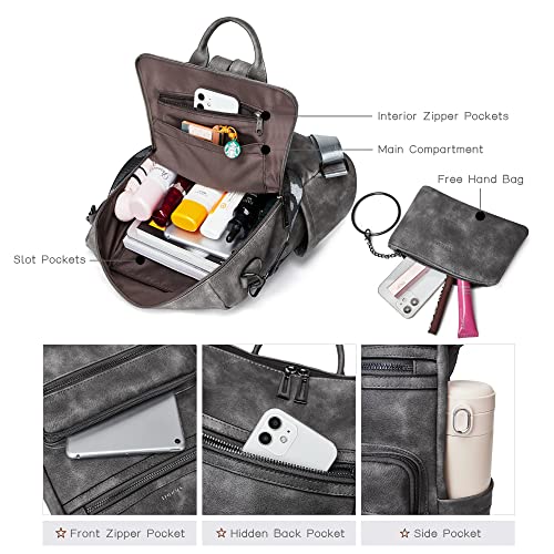 Image of Shrrie Vegan Leather Backpack Purse for Women with Adjustable Shoulder Bag | Water Resistant Fashion Designer Travel Backpack,Convertible Shoulder Bag with Wristlet,College Work