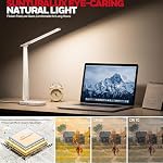 Honeywell LED Desk Lamp for Home Office, Dimmable Desk Light with USB A+C Dual Charging, 4 Modes Brightness Touch Lamp with Timer, Eye Caring Foldable Reading Light, Table Lamp for Study Nightstand