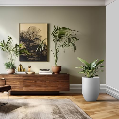 Kante Tall Concrete Planter, 21.7-Inch Height White Large Indoor Outdoor Plant Pot with Drainage Hole for Patio Garden Home, Modern Decor for Flowers and Tree by Kante - Image 6