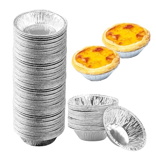 YFANITI Disposable Aluminum Foil Tart 100 Pack Mini Pie Tins Pie Pans for Baking Personal Mini Pies Round Pie Tart Small Tin Foil Pans