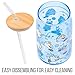 Silver Buffalo Disney Beauty and the Beast Featuring Chip Teacup Blue Glass Jar Tumbler with Bamboo Lid and Glass Straw, 16 Ounces