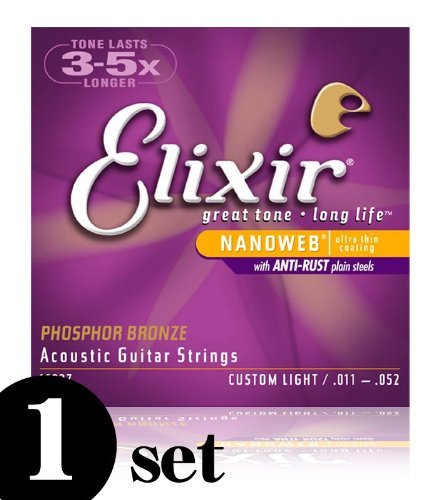 Elixir (エリクサー) Phosphor Bronze フォスファーブロンズ Custom Light/.011-.052 NANOWEB アコースティック弦