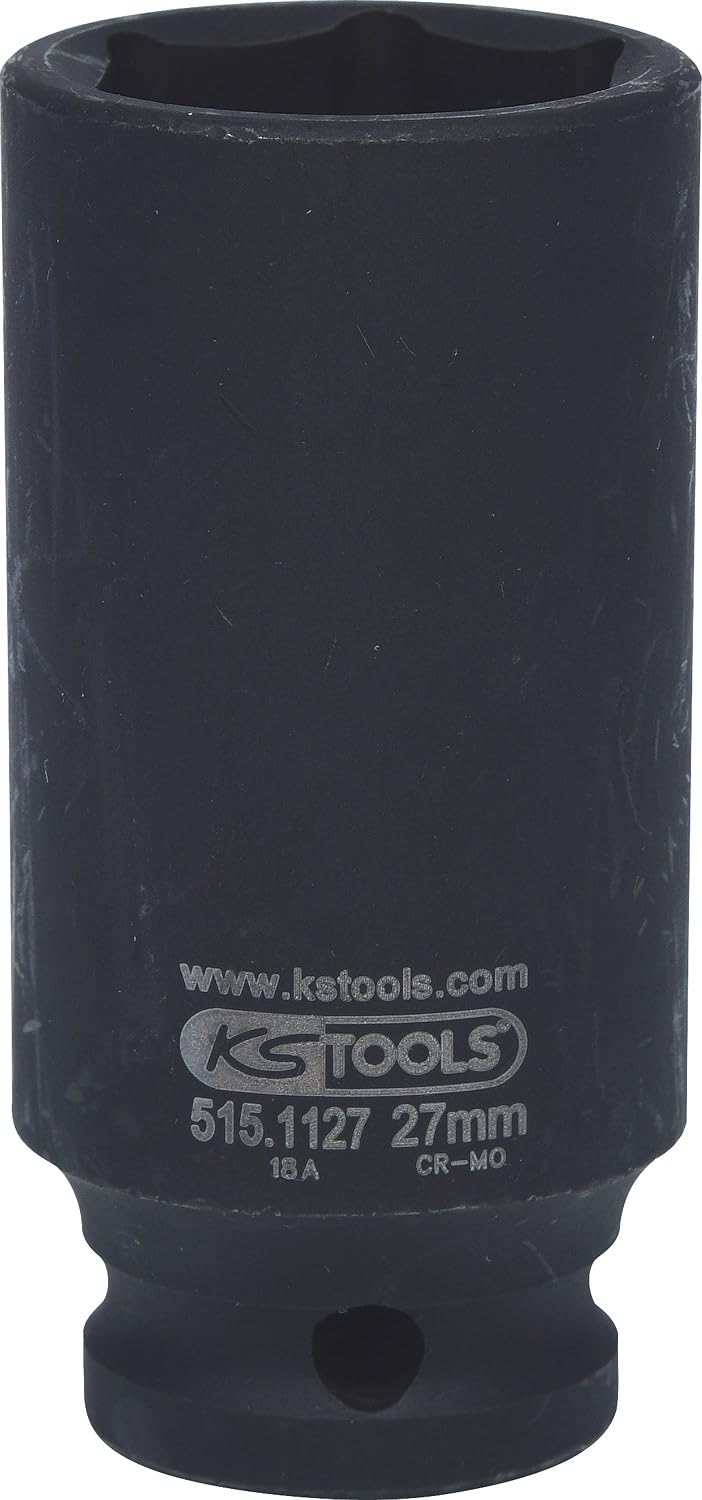 KS Tools 515.1127 Bussola Esagonale per Avvitatori ad Impulsi, Lunga, 27 mm, 1/2"