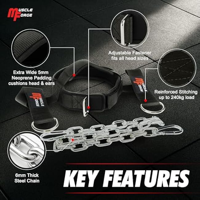 Neck Exerciser Strengthener & Professional Neck Harness for Weight Lifting & Strength Training - Boxing Neck Trainer for Men, MMA and Wrestling