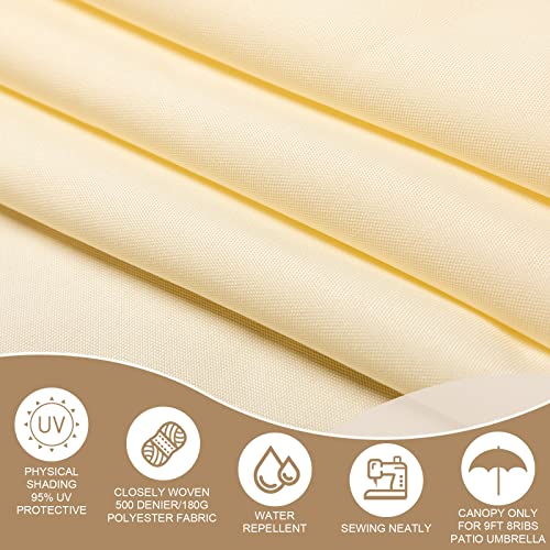 Hillban 2 Pieces Patio Umbrella Replacement 9 Ft 8 Ribs Strong And Thick Umbrella Canopy Outdoor Umbrella Replacement Top Shade Cover, Fit Outdoor Yard Garden Umbrella Canopy (Beige) #TOP2