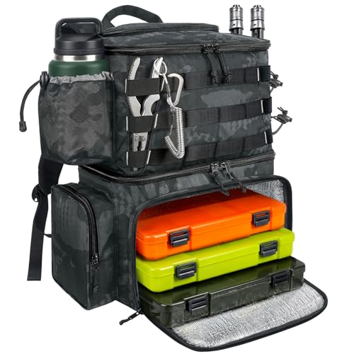 MATEIN Fishing Rod Backpack, 3700 Tackle Backpack with Rod Holders & Cooler