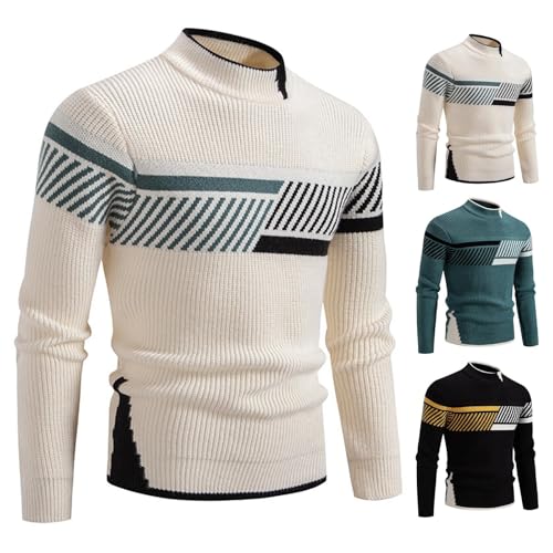 Cambkatl Men's Color Block Sweaters Cozy Mock Neck Knitted Pullovers Long Sleeve Fall Winter 2025 Jumper Tops2