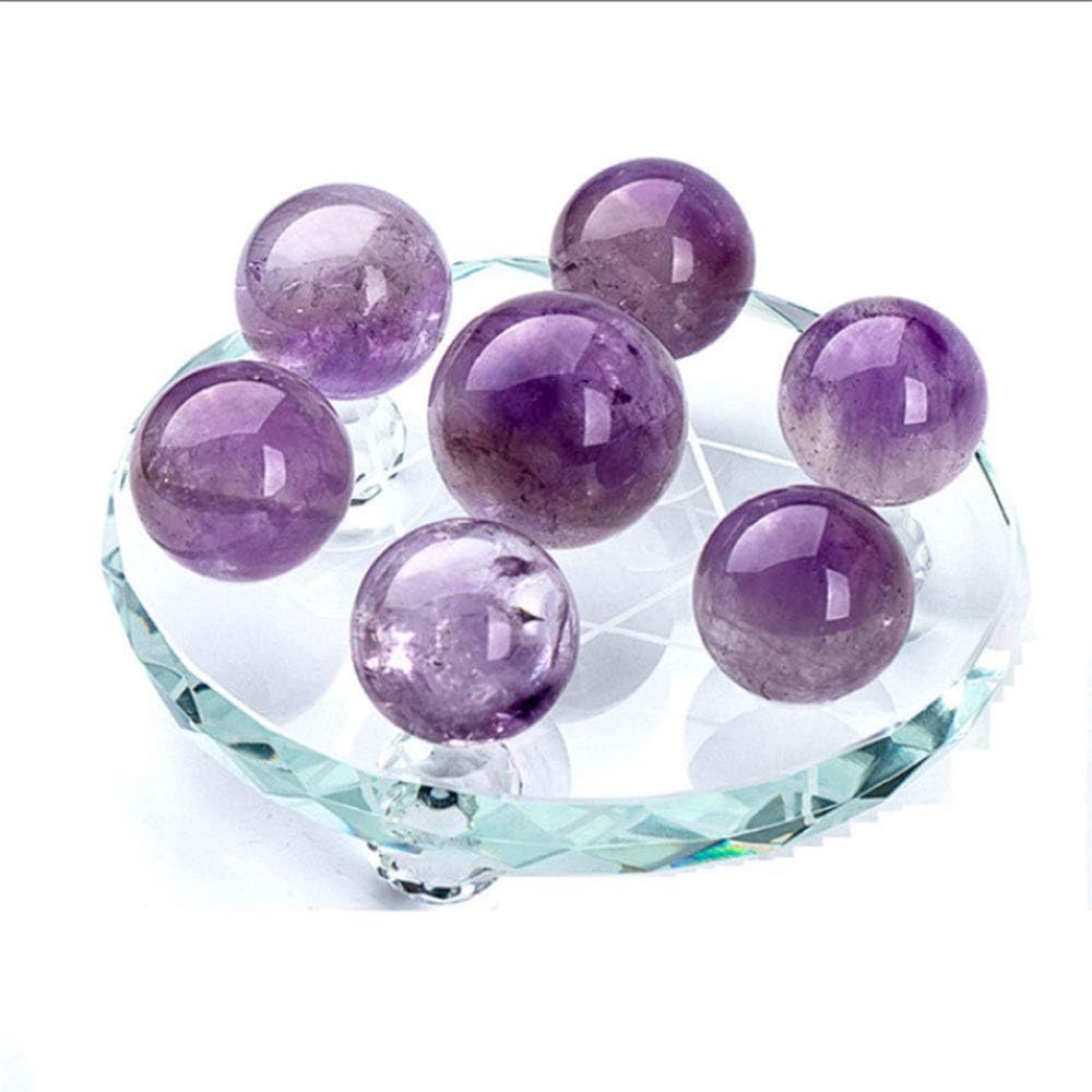 HHCTEBEC Natural Amethyst Crystal Sphere 7 Set with Stand - Chakra Healing Stones for Meditation Feng Shui Divination Home Office Decor,10cm