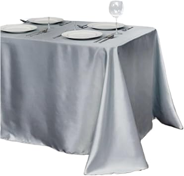 Bright Overlay Satin Table Cover 2 Pcs Polyester Satin Banquet Tablecloth Multicolor 145x145-396 cmGrey,145x300cm
