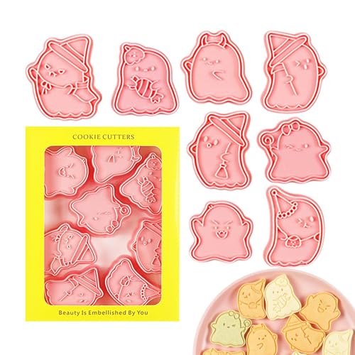 Molde de galletas de Halloween – Spooky Ghost Halloween Sandwich, moldes de dibujos animados de Halloween, moldes de dulces para hornear seguro, cortadores de galletas de Pascua, sello de émbolo