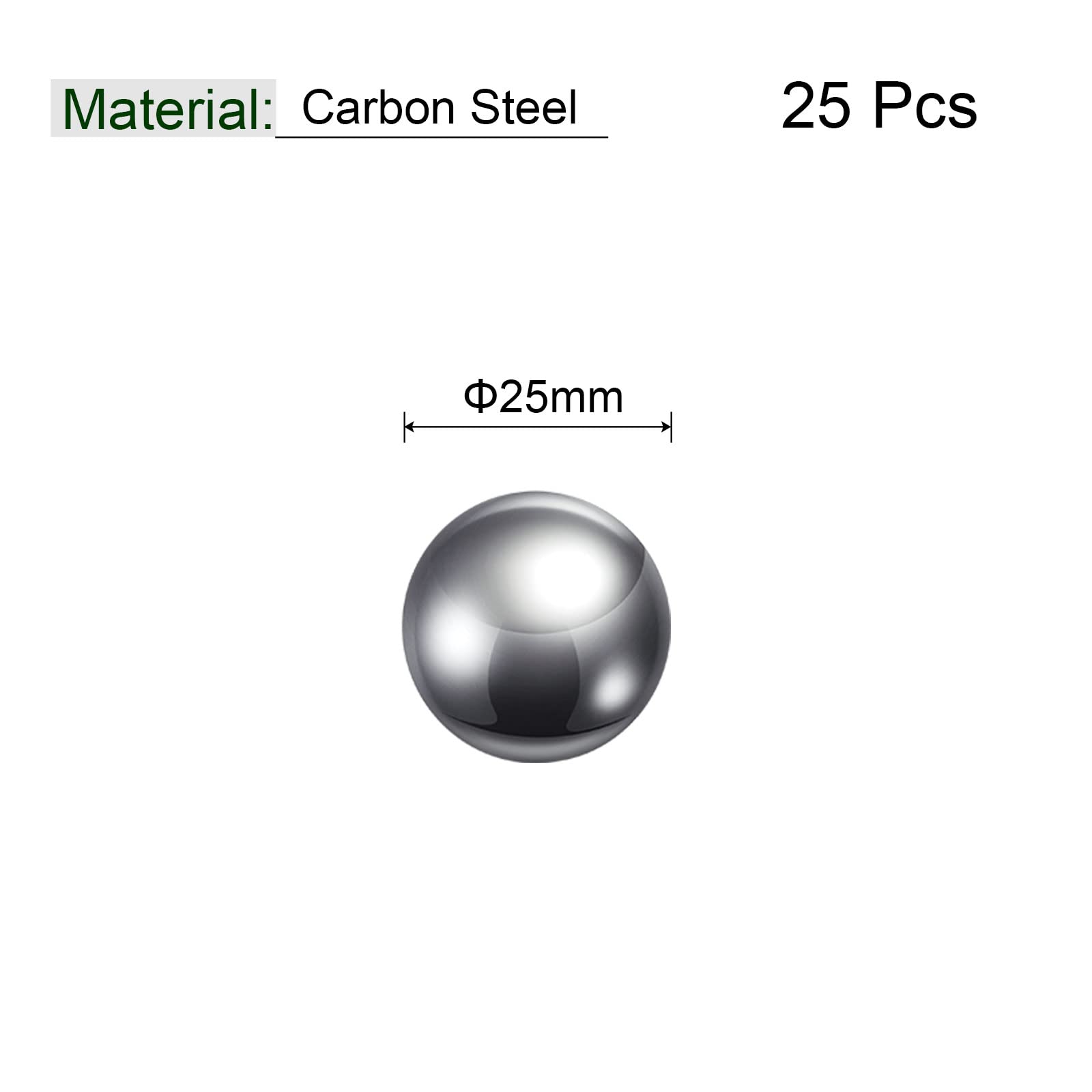 sourcing map 25uds 25mm Carbono Acero Rodamientos Bolas Precisión Pulido