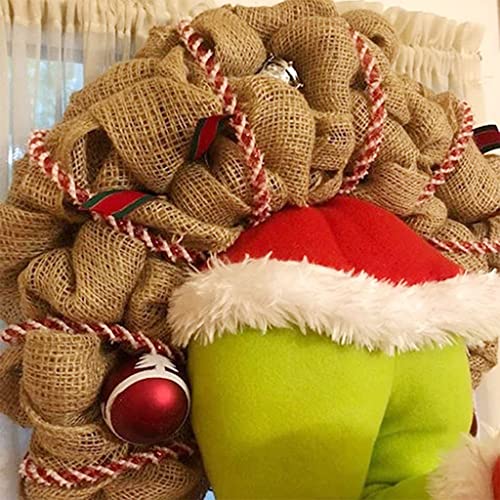 NC Coroas de Natal do ladrão requintadas o Grinch roubou Coroa de serapilheira Bowknot Garland Coroa