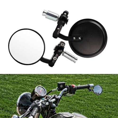 Espejos retrovisores moto redondos para manillar de 7/8 pulgadas negro 7